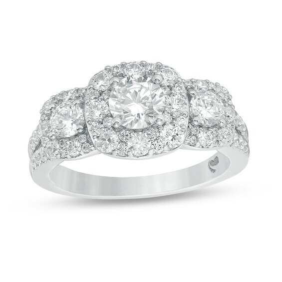 Previously Owned - Love's Destiny by Zales 1-5/8 CT. T.w. Diamond Three Stone Engagement Ring in 14K White Gold (I/I1)