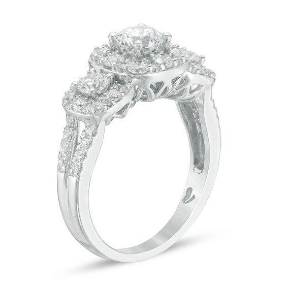 Previously Owned - Love's Destiny by Zales 1-5/8 CT. T.w. Diamond Three Stone Engagement Ring in 14K White Gold (I/I1)