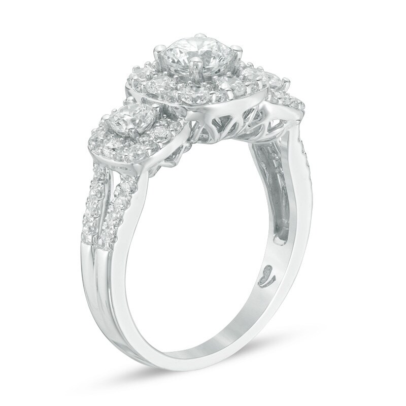 Main Image 2 of Previously Owned - Love's Destiny by Zales 1-5/8 CT. T.W. Diamond Three Stone Engagement Ring in 14K White Gold (I/I1)