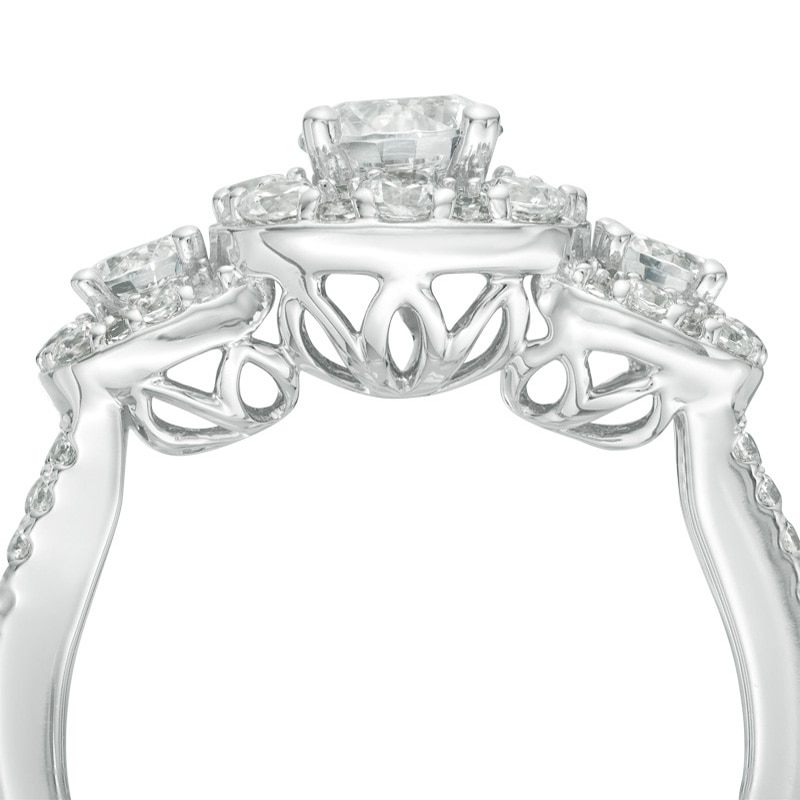 Main Image 3 of Previously Owned - Love's Destiny by Zales 1-5/8 CT. T.W. Diamond Three Stone Engagement Ring in 14K White Gold (I/I1)