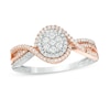 Thumbnail Image 1 of Previously Owned - 1/3 CT. T.W. Composite Diamond Double Frame Bypass Ring in 10K Two-Tone Gold