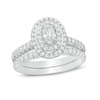 Thumbnail Image 1 of Previously Owned - 1-1/4 CT. T.W. Oval Diamond Double Frame Bridal Set in 14K White Gold