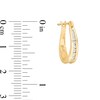 Thumbnail Image 2 of Previously Owned - 1/4 CT. T.W. Channel-Set Diamond Oval Hoop Earrings in 14K Gold