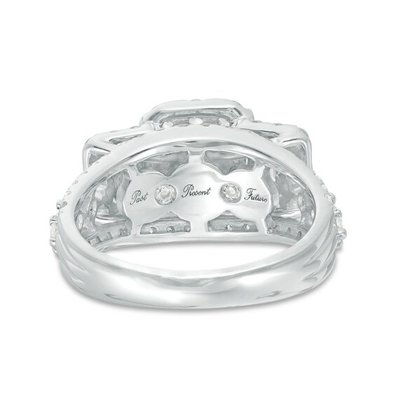 Previously Owned - 2-1/2 CT. T.w. Emerald-Cut Diamond Past Present Future® Frame Engagement Ring in 14K White Gold