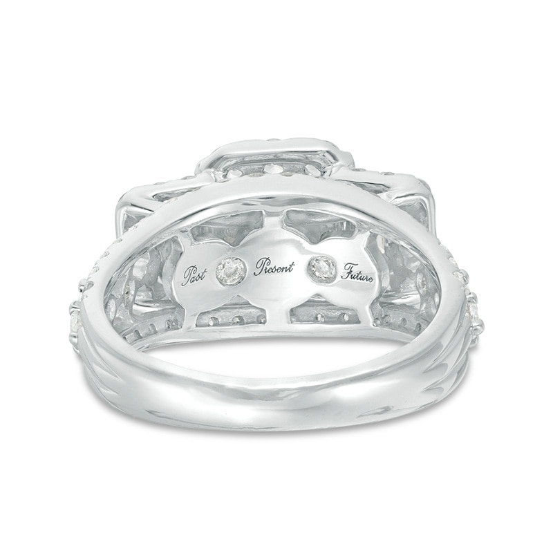 Main Image 3 of Previously Owned - 2-1/2 CT. T.W. Emerald-Cut Diamond Past Present Future® Frame Engagement Ring in 14K White Gold