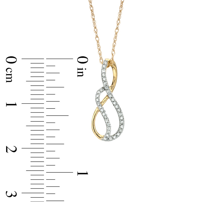 Main Image 2 of Previously Owned - 1/10 CT. T.W. Diamond Swirl Infinity Loop Pendant in 10K Gold