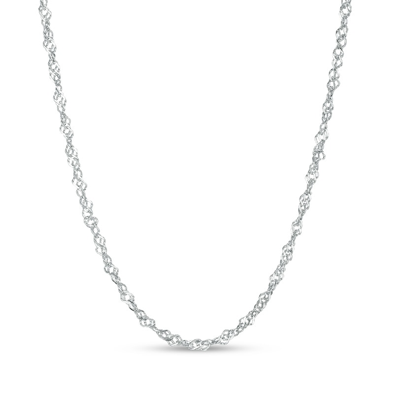 Main Image 1 of Previously Owned - 1.14mm Singapore Chain Necklace in 14K White Gold - 18"