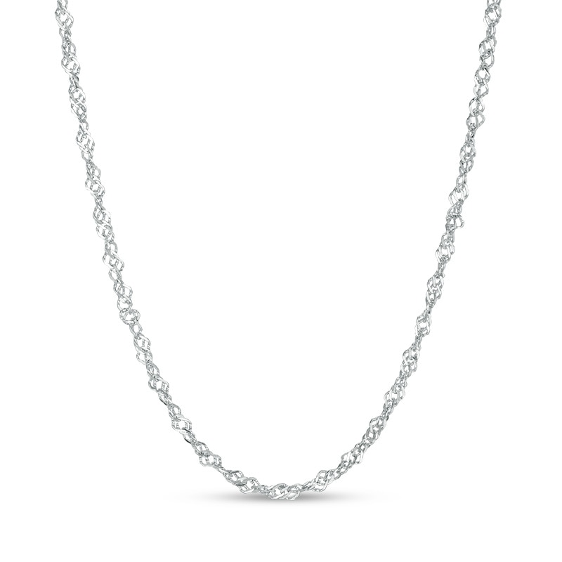 Previously Owned - 1.14mm Singapore Chain Necklace in 14K White Gold - 18"