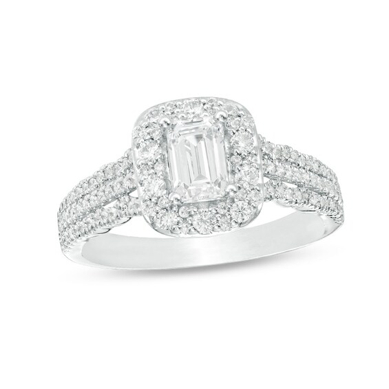 Previously Owned - Love's Destiny by Zales 1 CT. T.w. Emerald-Cut Diamond Engagement Ring in 14K Two-Tone Gold