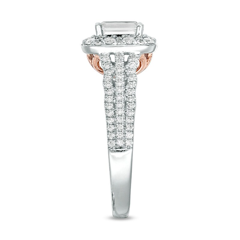Main Image 4 of Previously Owned - Love's Destiny by Zales 1 CT. T.W. Emerald-Cut Diamond Engagement Ring in 14K Two-Tone Gold