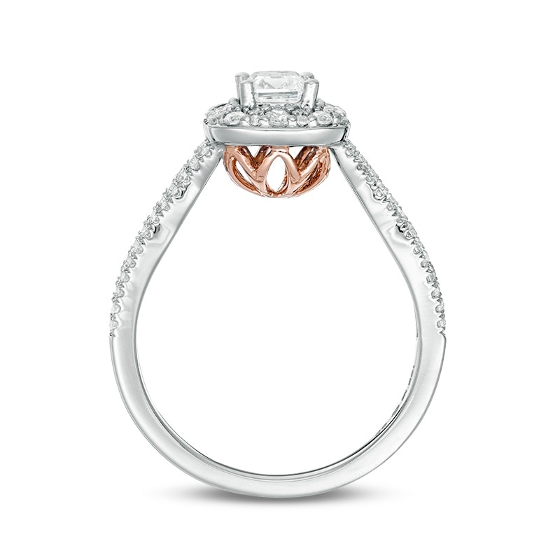 Main Image 5 of Previously Owned - Love's Destiny by Zales 1 CT. T.W. Emerald-Cut Diamond Engagement Ring in 14K Two-Tone Gold