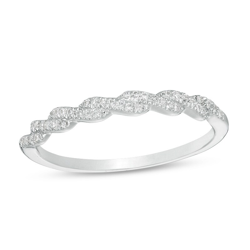 Main Image 1 of Previously Owned - 1/10 CT. T.W. Diamond Twist Anniversary Band in 10K White Gold