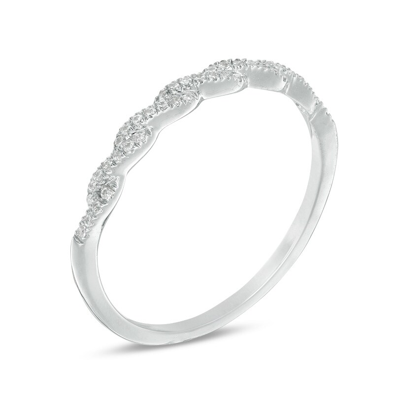 Main Image 2 of Previously Owned - 1/10 CT. T.W. Diamond Twist Anniversary Band in 10K White Gold
