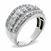 Thumbnail Image 1 of Previously Owned - 1 CT. T.W. Baguette and Round Diamond Three Row Ring in 10K White Gold