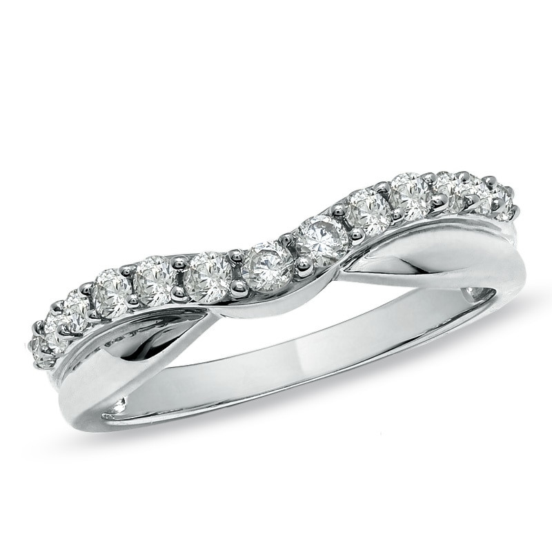 Main Image 1 of Previously Owned - 1/2 CT. T.W. Diamond Twist Contour Band in 14K White Gold