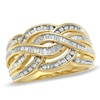 Thumbnail Image 1 of Previously Owned - 3/8 CT. T.W. Baguette and Round Diamond Twist Band in 10K Gold
