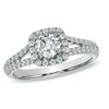 Thumbnail Image 1 of Previously Owned - Celebration Fire™ 1 CT. T.W. Diamond Frame Engagement Ring in 14K White Gold (H-I/SI1-SI2)