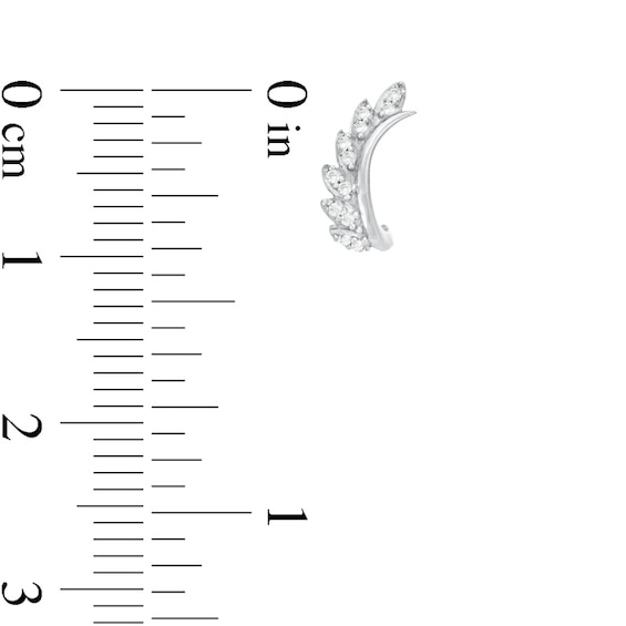 Previously Owned - 1/20 CT. T.w. Diamond Vine with Leaves J-Hoop Earrings in 10K White Gold