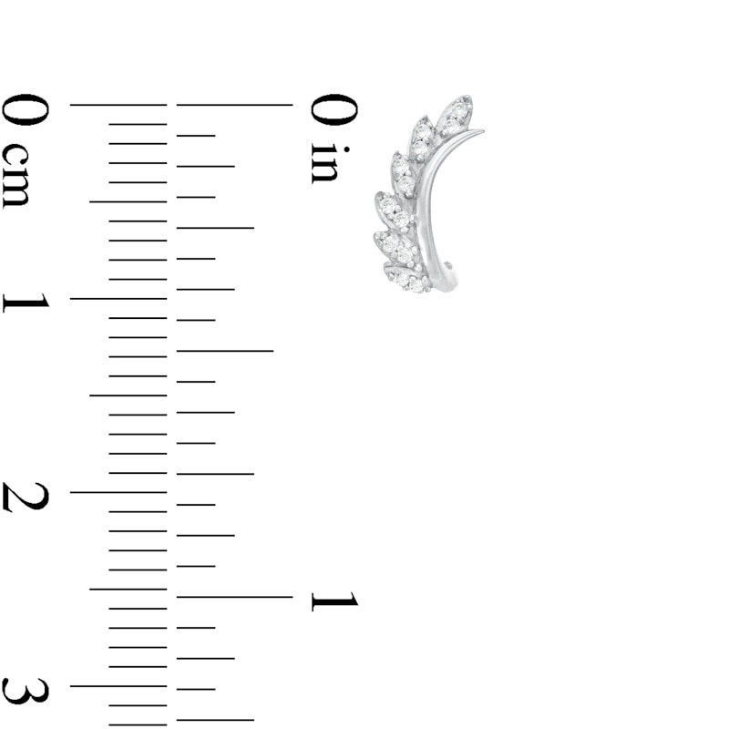 Main Image 2 of Previously Owned - 1/20 CT. T.W. Diamond Vine with Leaves J-Hoop Earrings in 10K White Gold