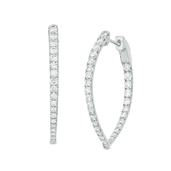 Previously Owned - 2 CT. T.w. Diamond Inside-Out Point Hoop Earrings in 10K White Gold