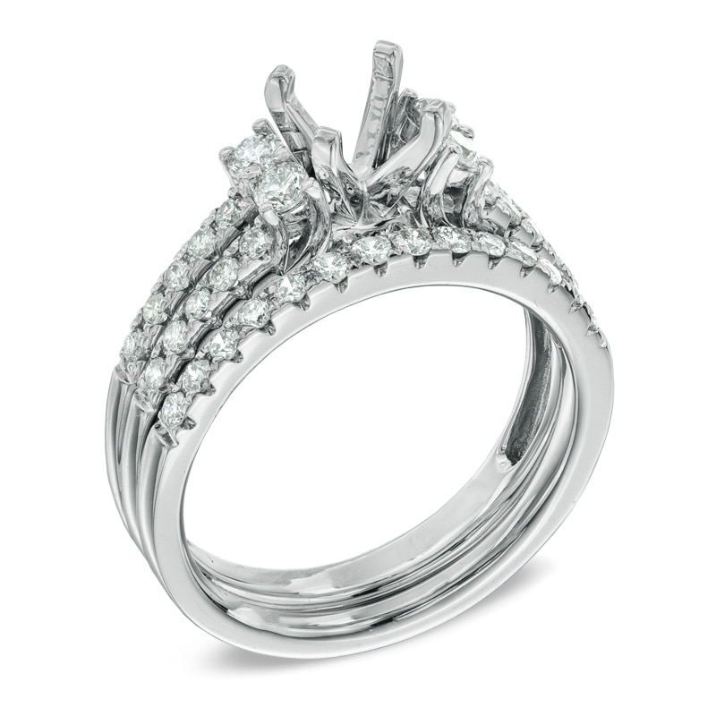 Previously Owned - 3/4 CT. T.W. Diamond Semi-Mount Bridal Set in 14K White Gold