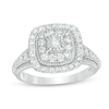 Thumbnail Image 1 of Previously Owned - 3/4 CT. T.W. Princess-Cut Diamond Double Frame Vintage-Style Engagement Ring in 14K White Gold