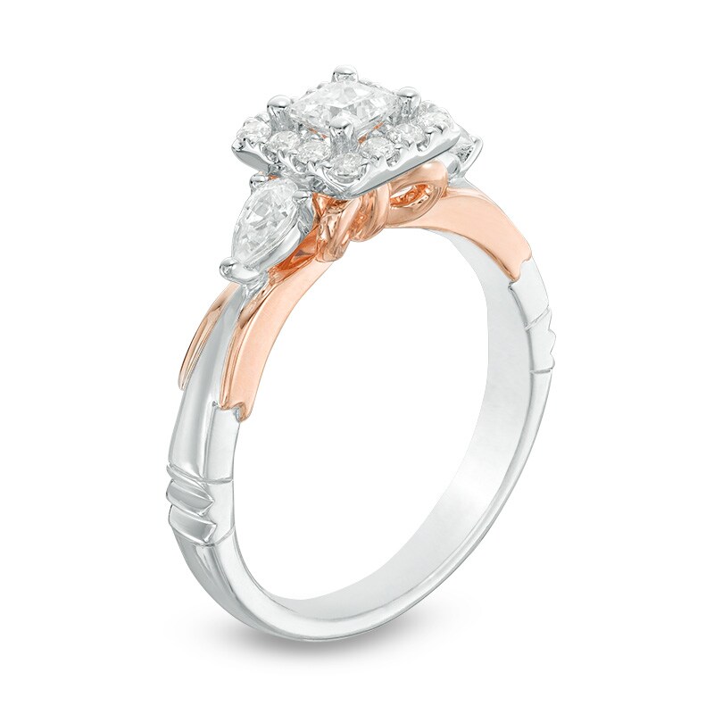 Main Image 2 of Previously Owned - Enchanted Disney Snow White 1 CT. T.W. Princess-Cut Frame Engagement Ring in 14K Two-Tone Gold