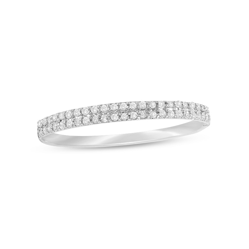 Previously Owned - 1/10 CT. T.W. Diamond Double Row Anniversary Band in 10K White Gold