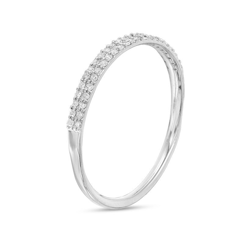 Previously Owned - 1/10 CT. T.W. Diamond Double Row Anniversary Band in 10K White Gold