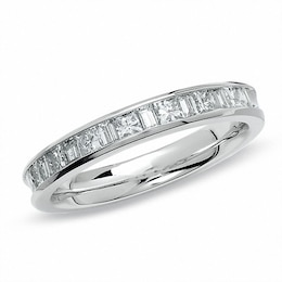 Previously Owned - 1/2 CT. T.W. Princess-Cut and Baguette Diamond Channel Band in 14K White Gold