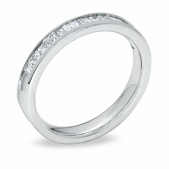 Previously Owned - 1/2 CT. T.w. Princess-Cut and Baguette Diamond Channel Band in 14K White Gold
