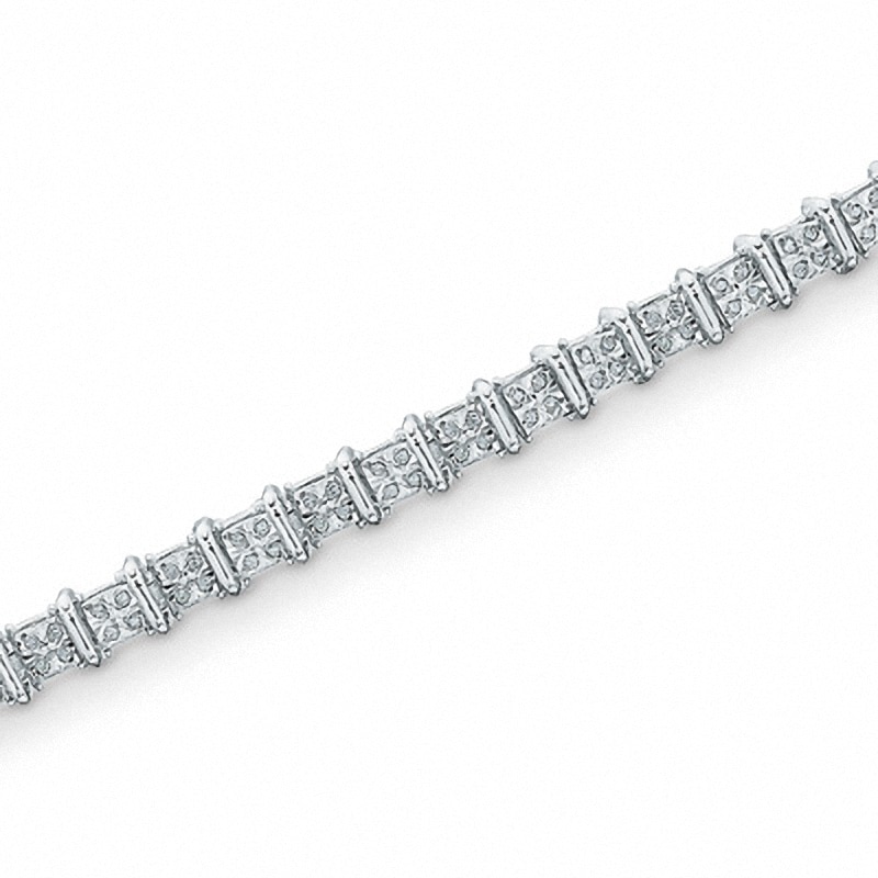 Main Image 1 of Previously Owned - 1/2 CT. T.W. Diamond Bar Bracelet in Sterling Silver
