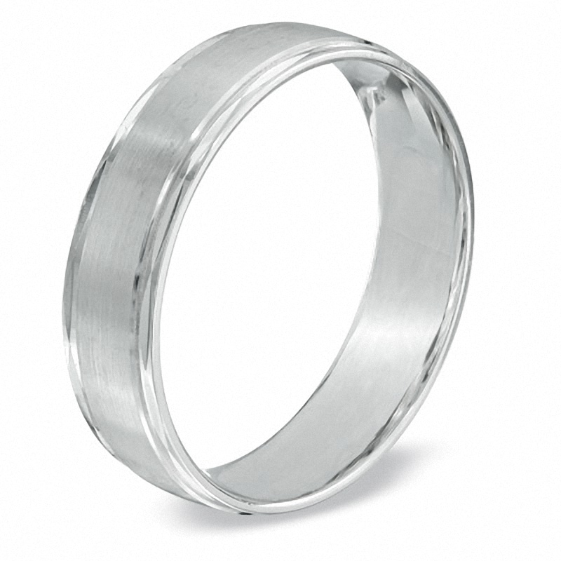 Previously Owned - Men's 6.0mm Satin Stripe Wedding Band in 10K White Gold