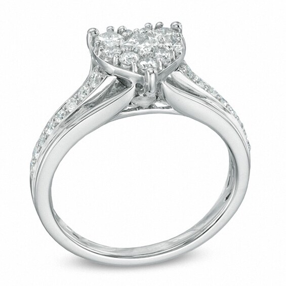 Previously Owned - 3/4 CT. T.w. Diamond Heart Cluster Ring in 10K White Gold