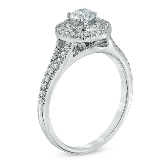 Previously Owned - Celebration GrandÂ® 3/4 CT. T.w. Diamond Double Frame Engagement Ring in 14K White Gold (H-I/I1)