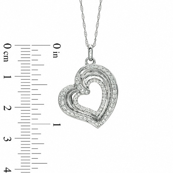 Previously Owned - 1/2 CT. T.w. Diamond Tilted Heart Pendant in 10K White Gold
