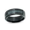 Thumbnail Image 1 of Previously Owned - 1/6 CT. T.W. Enhanced Blue Diamond Comfort-Fit Wedding Band in Black IP Stainless Steel