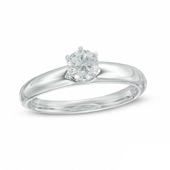 Previously Owned - 1/2 CT. Diamond Solitaire Engagement Ring in 14K White Gold (I/I1)
