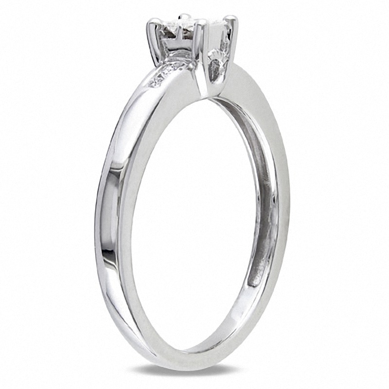 Main Image 2 of Previously Owned - 1/8 CT. T.W. Quad Princess-Cut Diamond Promise Ring in Sterling Silver