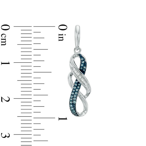 Previously Owned - 1/6 CT. T.w. Enhanced Blue and White Diamond Double Infinity Drop Earrings in Sterling Silver
