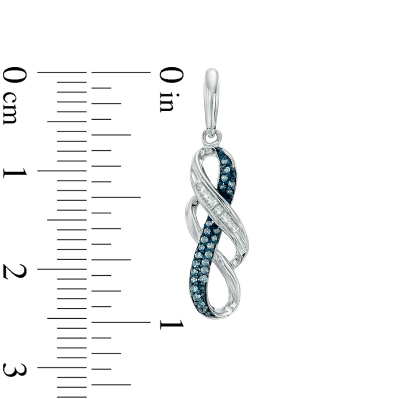 Main Image 2 of Previously Owned - 1/6 CT. T.W. Enhanced Blue and White Diamond Double Infinity Drop Earrings in Sterling Silver