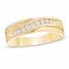 Thumbnail Image 1 of Previously Owned - Men's 1/4 CT. T.W. Diamond Curved Slant Anniversary Band in 10K Gold