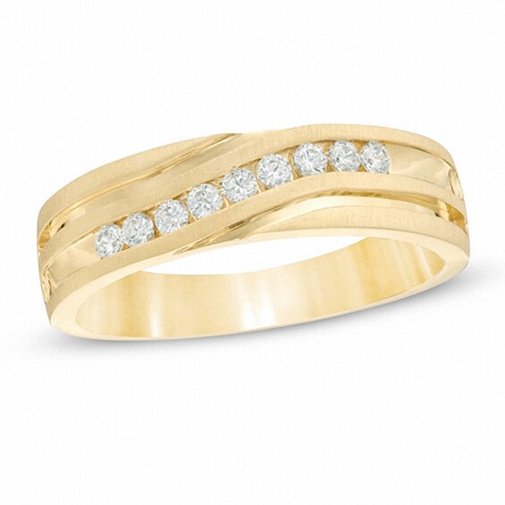 Previously Owned - 1/4 CT. T.w. Diamond Curved Slant Anniversary Band in 10K Gold