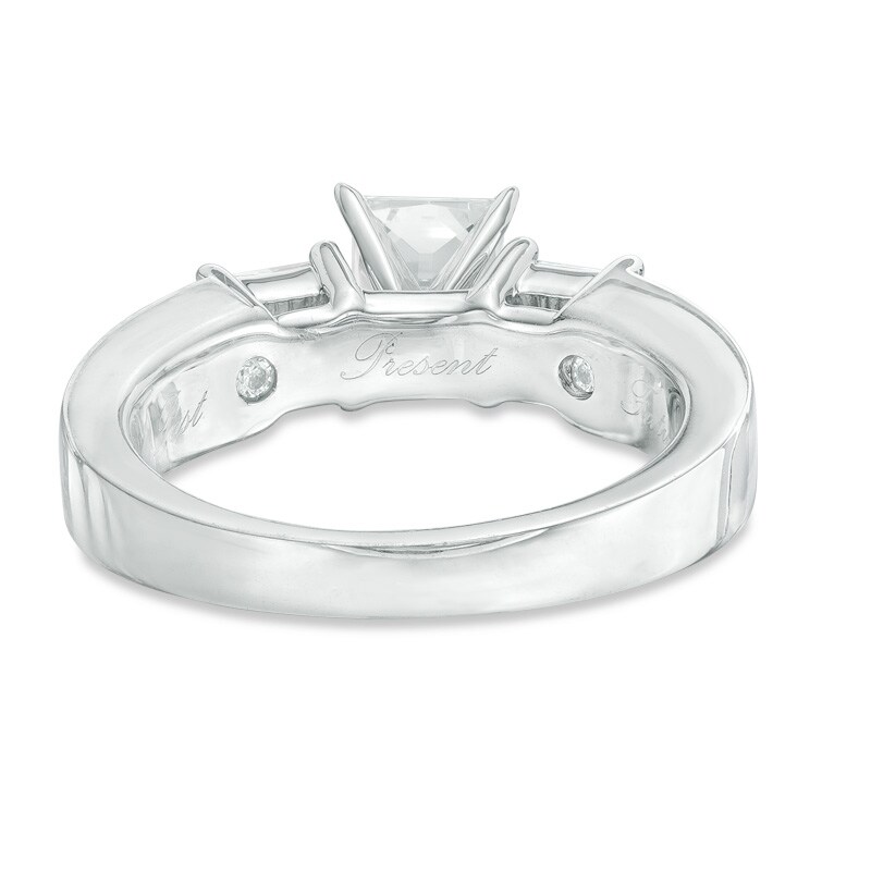Main Image 3 of Previously Owned - 2-3/4 CT. T.W. Princess-Cut Diamond Past Present Future® Bridal Set in 14K White Gold
