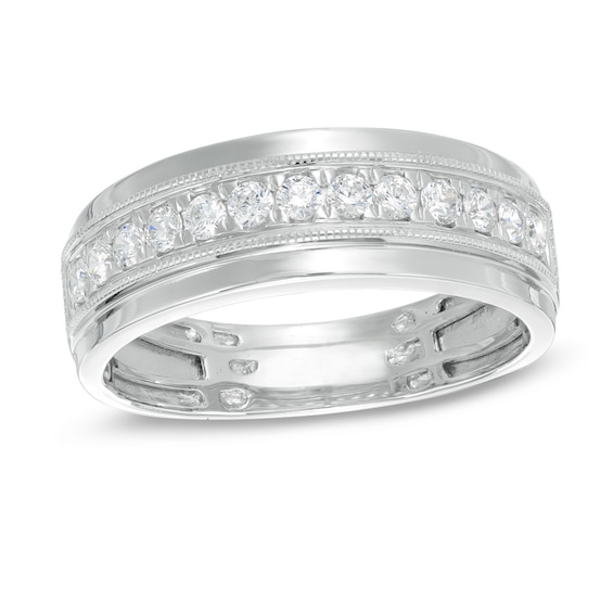 Previously Owned - 1/2 CT. T.w. Diamond Milgrain Wedding Band in 10K White Gold