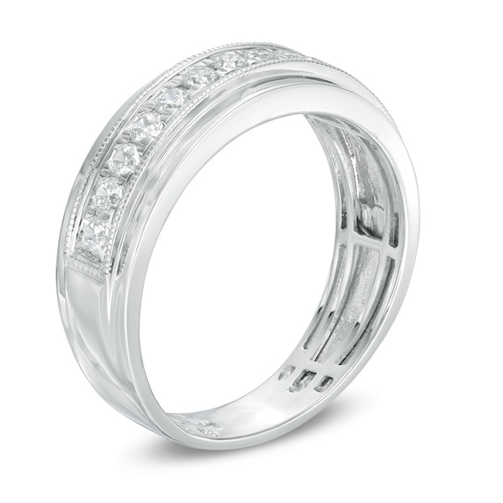 Previously Owned - 1/2 CT. T.w. Diamond Milgrain Wedding Band in 10K White Gold