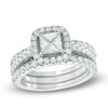 Thumbnail Image 1 of Previously Owned - 2-1/5 CT. T.W. Princess-Cut Diamond Frame Bridal Set in 14K White Gold