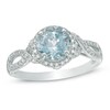 Thumbnail Image 1 of Previously Owned - 7.0mm Aquamarine and 1/6 CT. T.W. Diamond Frame Engagement Ring in 10K White Gold
