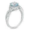 Thumbnail Image 2 of Previously Owned - 7.0mm Aquamarine and 1/6 CT. T.W. Diamond Frame Engagement Ring in 10K White Gold