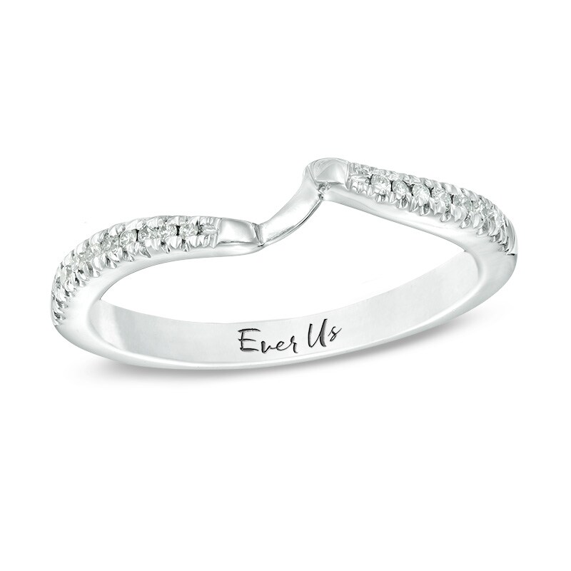 Main Image 1 of Previously Owned - Ever Us® 1/8 CT. T.W. Diamond Contour Band in 14K White Gold